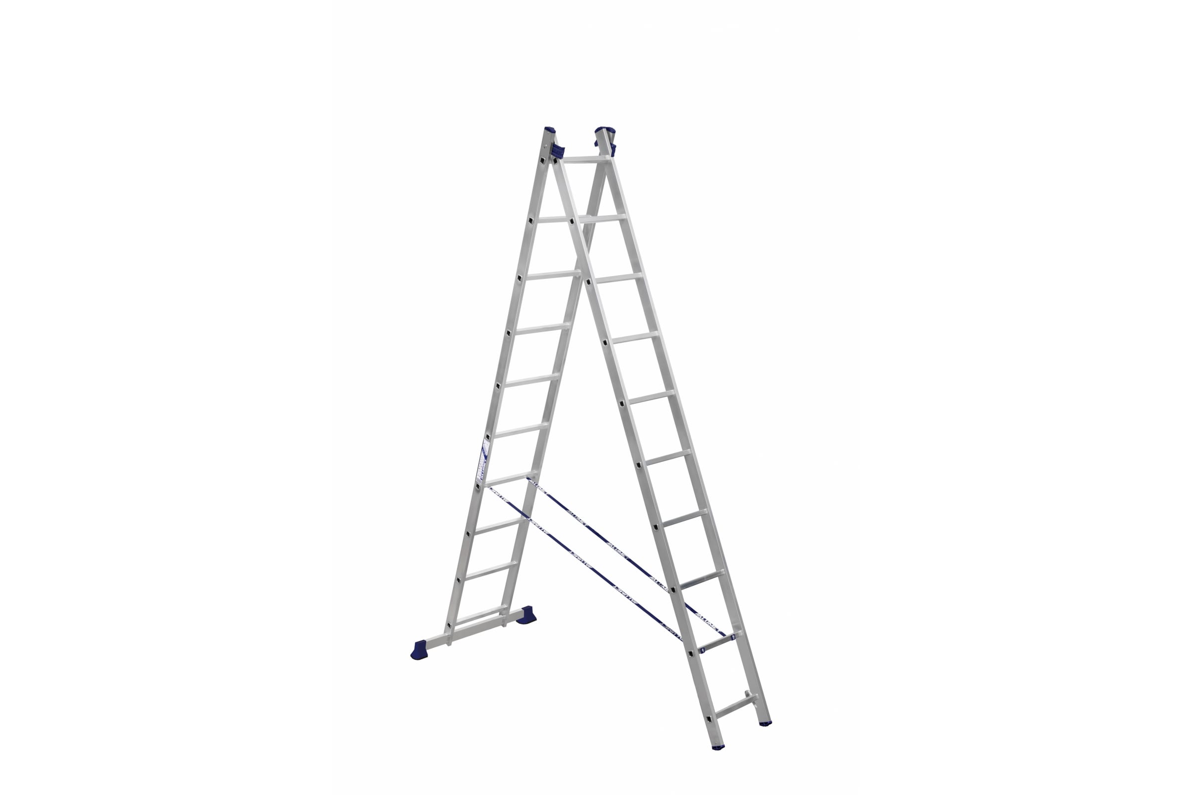 Лестница 2х9 ступеней, алюминиевая, двухсекционная,(2,52/4,20м) H2 "Алюмет" арт. 5209    