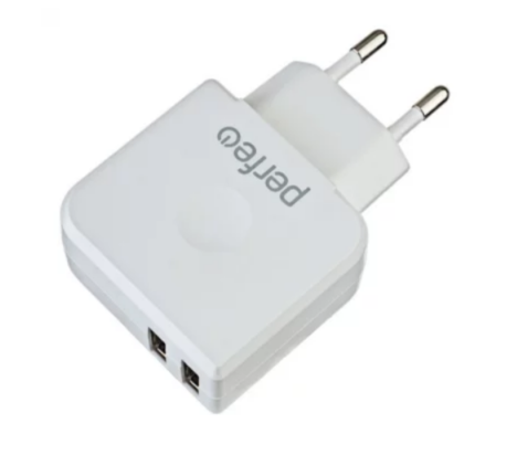Сетевое зарядное устройство с двумя разъемами USB 3.4A белый Perfeo арт. I4621  