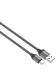 Кабель USB - LS432 Type-C медь:120 жил,2,4А,2м нейлоновая оплетка серый LDNIO арт. LD_B4573  
