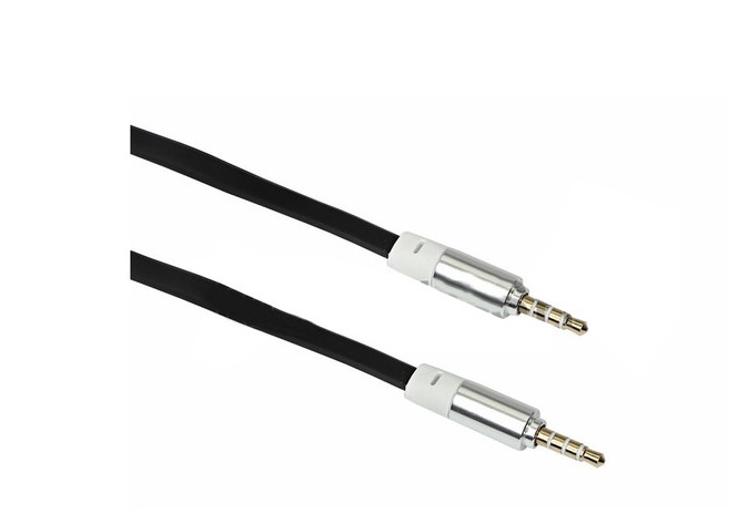 Аудио кабель AUX 3,5мм шнур плоский 1м черный REXANT арт. 18-4000    