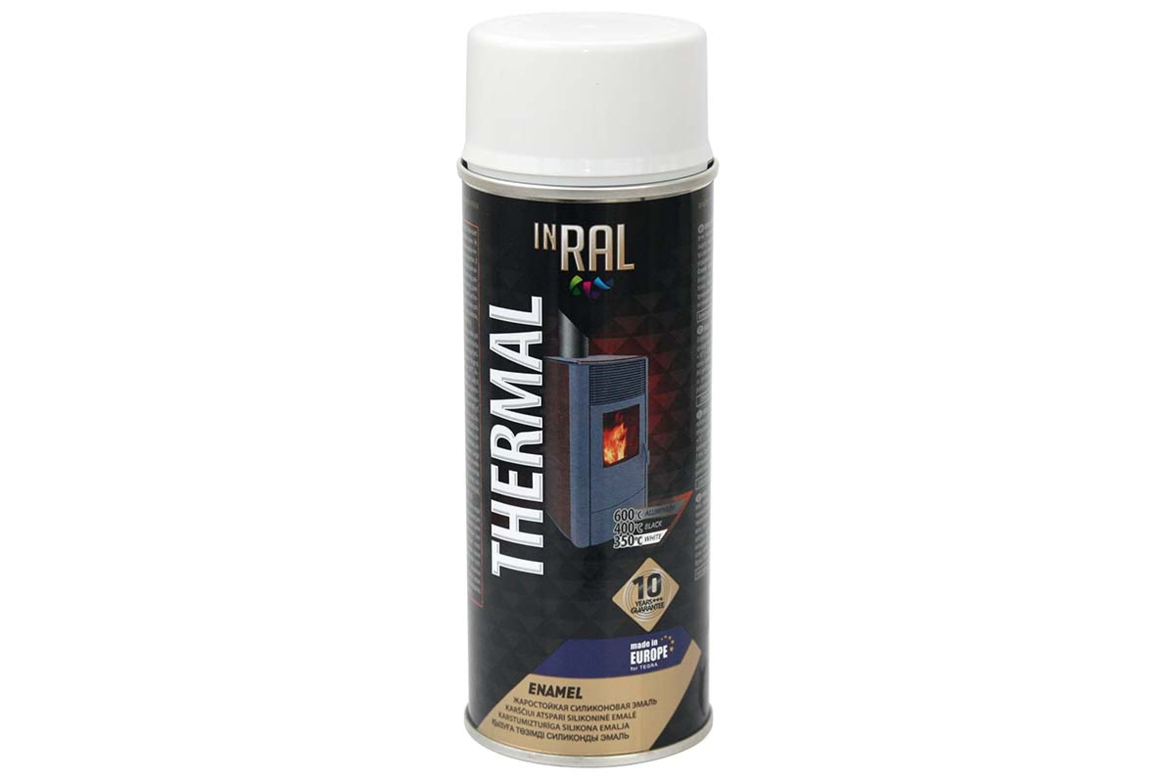 Эмаль аэрозольная жаростойкая INRAL THERMAL 400мл, белая RAL9003  арт. 26-7-4-001         