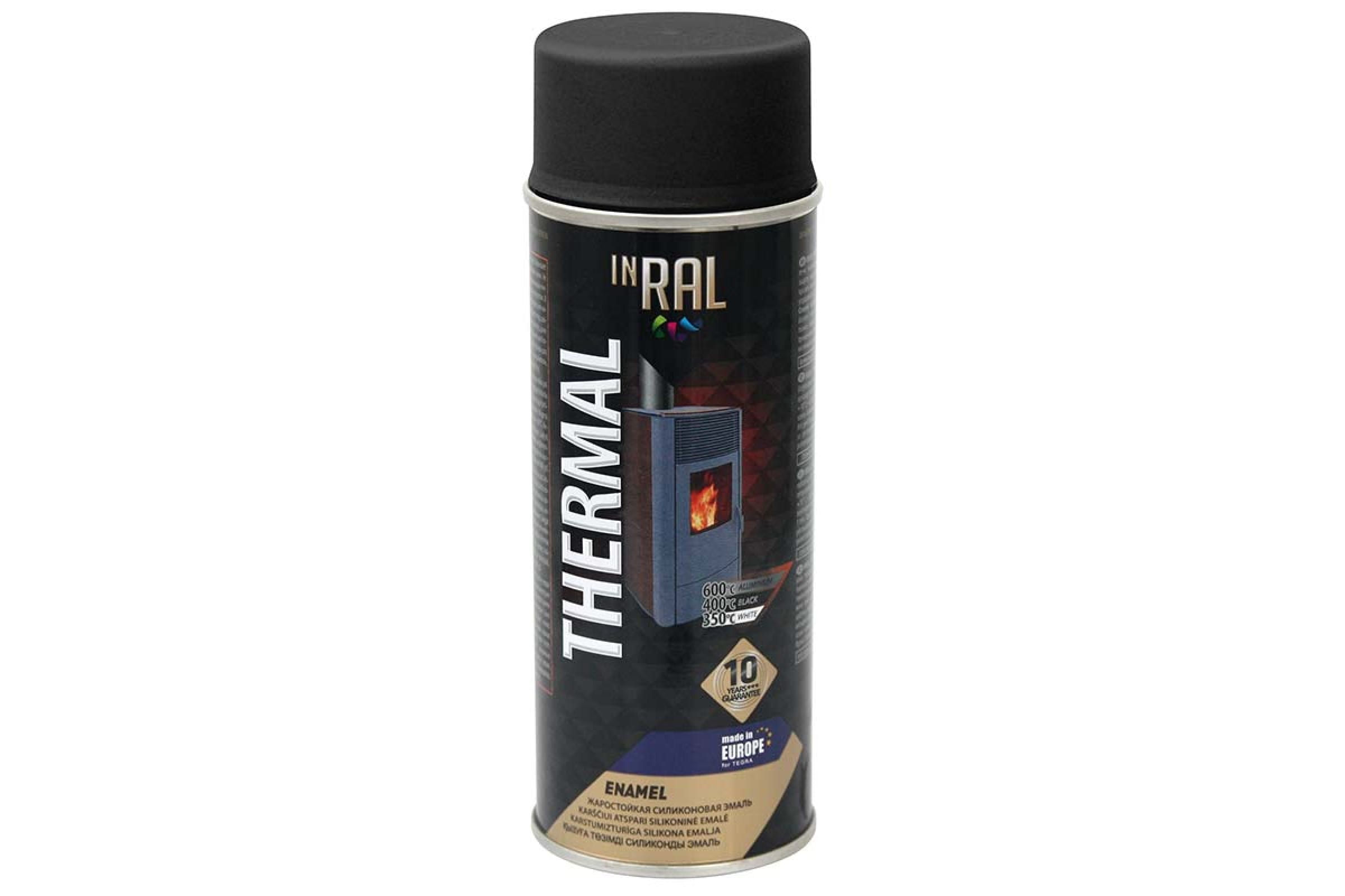Эмаль аэрозольная жаростойкая INRAL THERMAL 400мл, черная RAL9011  арт. 26-7-4-003   