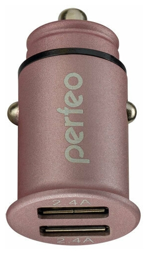 PERFEO Автомобильное зарядное устр. c двумя разъем. USB, 2х2.4А, розовый, "AUTO 2" арт. PF_A4458   
