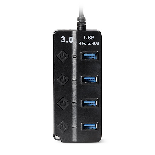 USB 3.0 хаб с выключателями, 4 порта, СуперЭконом, SBHA-7324-B/100 черный Smartbuy  арт. SBHA-7324-B