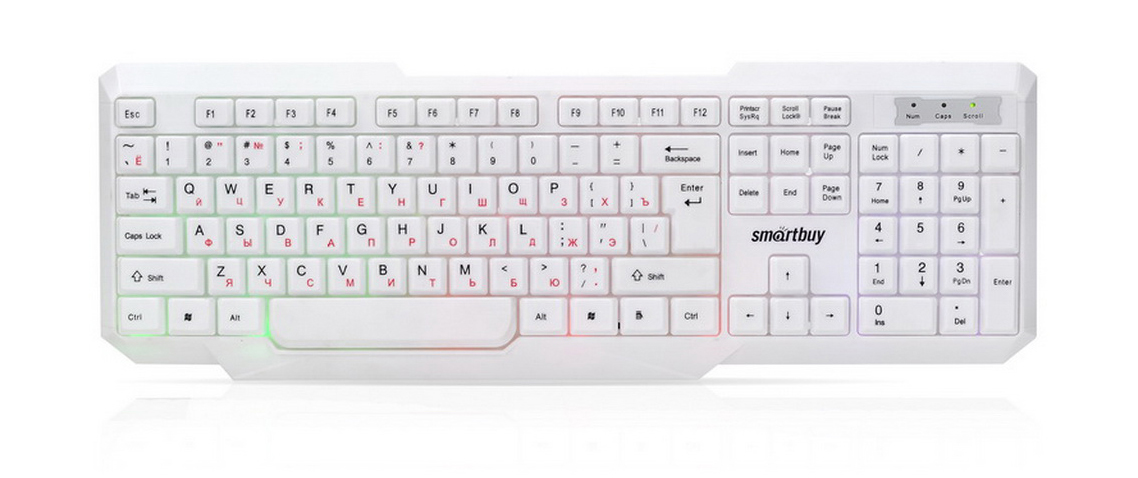 Клавиатура проводная с подсветкой ONE 333 USB белая Smartbuy арт. SBK-333U-W    