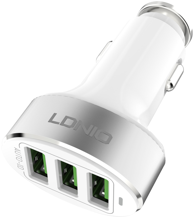 Авто ЗУ+Кабель Micro/ 3 USB Auto-ID/Выход:5.1A ,25.5W/White  LDNIO C501 арт. LD_В4428  