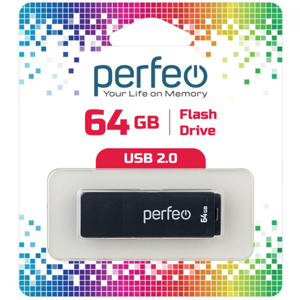 Флеш карта USB 64GB C04 Black Perfeo арт. PF-C04B064    