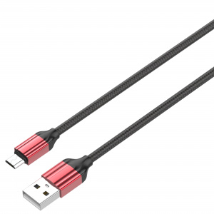 Кабель USB - LS432 Micro медь:120 жил,2,4А,2м нейлоновая оплетка красный LDNIO арт. LD_B4568  