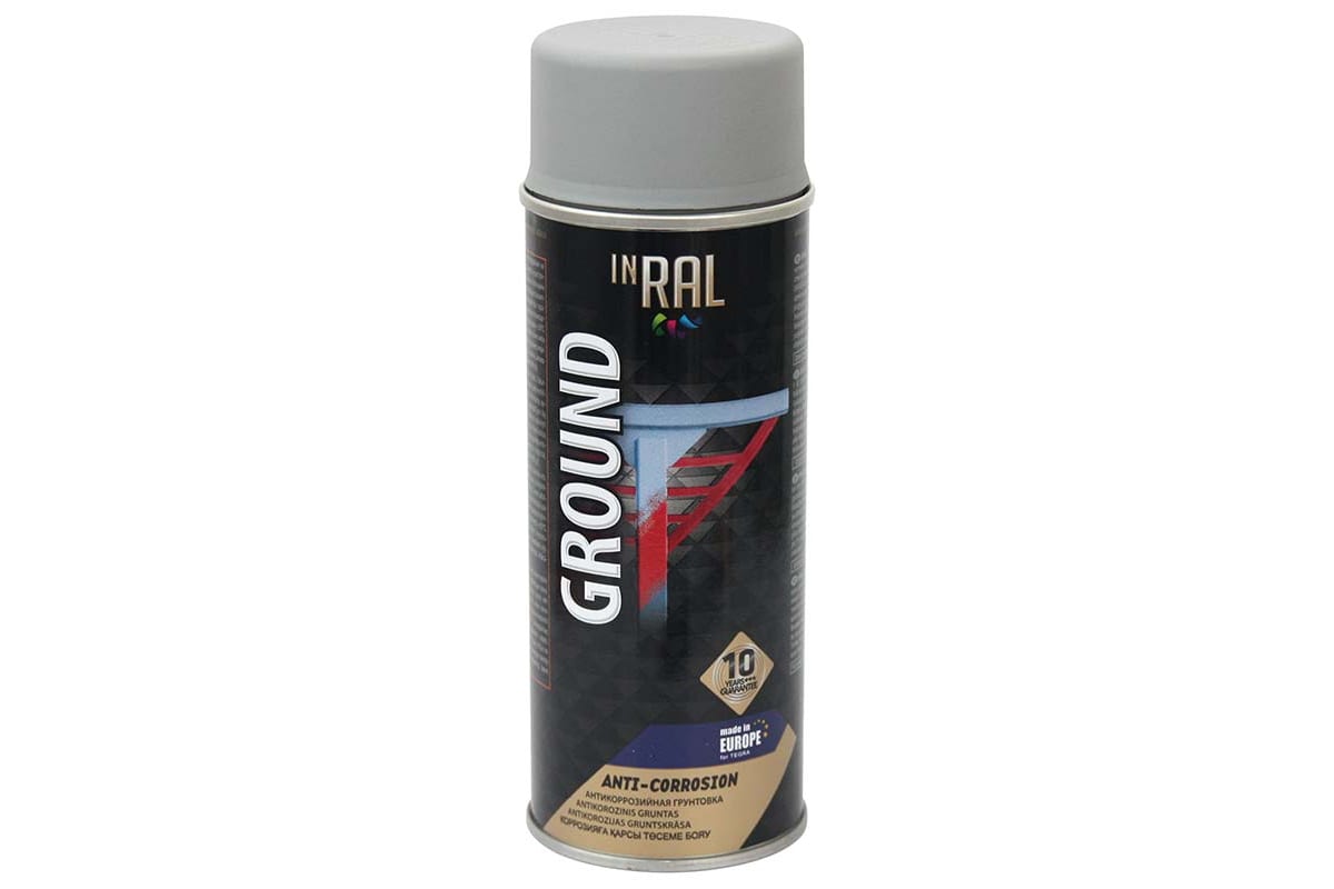 Грунт аэрозольный антикоррозийный INRAL GROUND 400мл, серый RAL7040  арт. 26-7-2-003  